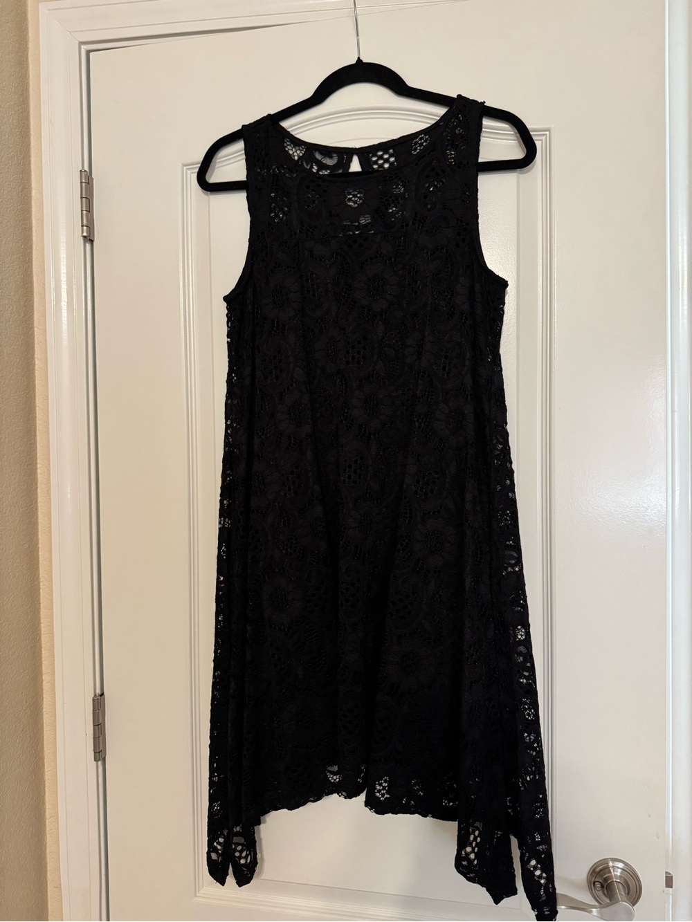 Signature by Robbie Bee Black Lace Asymmetrical Hem Dress